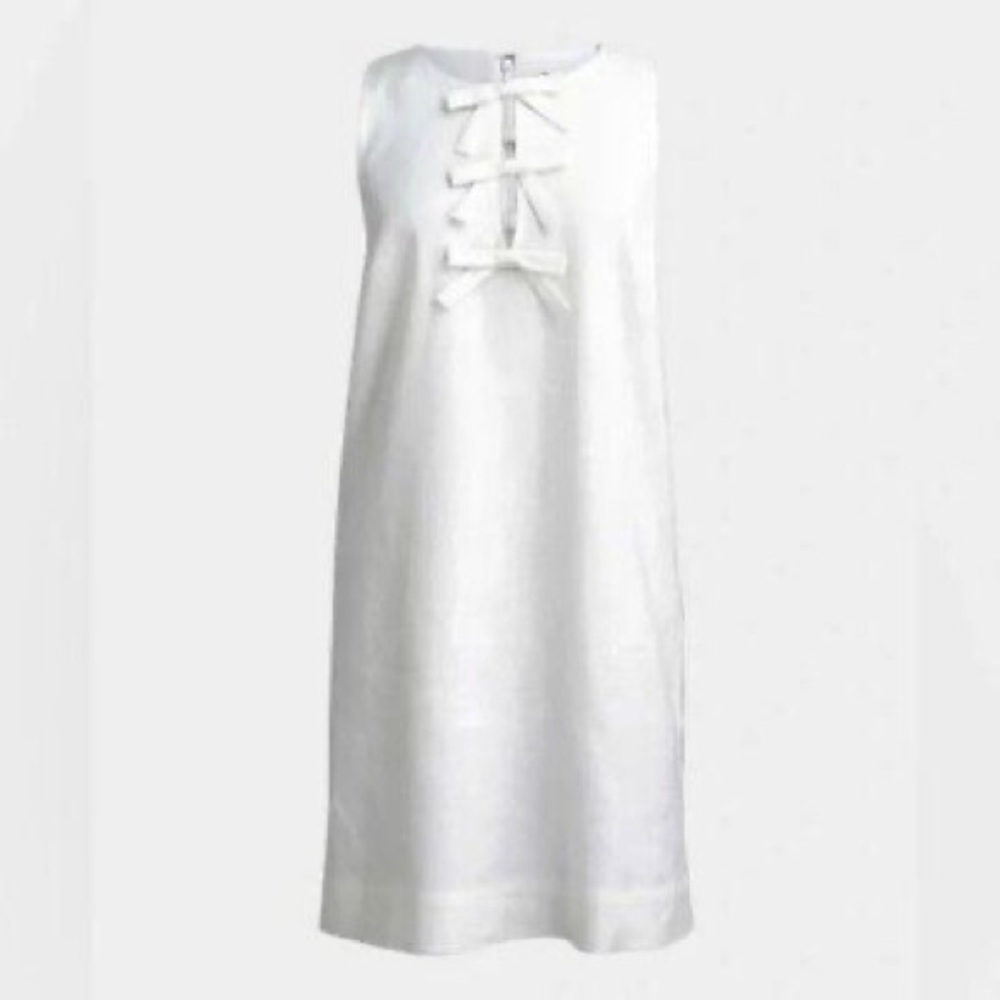 Jcrew bow-front shift dress in stretch linen blend